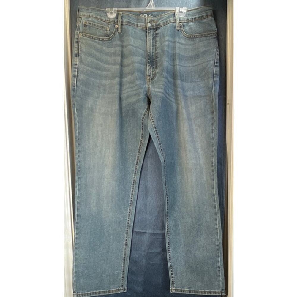 Levi Strass Mens 38X32 Blue Jean Light Acid Wash Athletic Straight Jeans